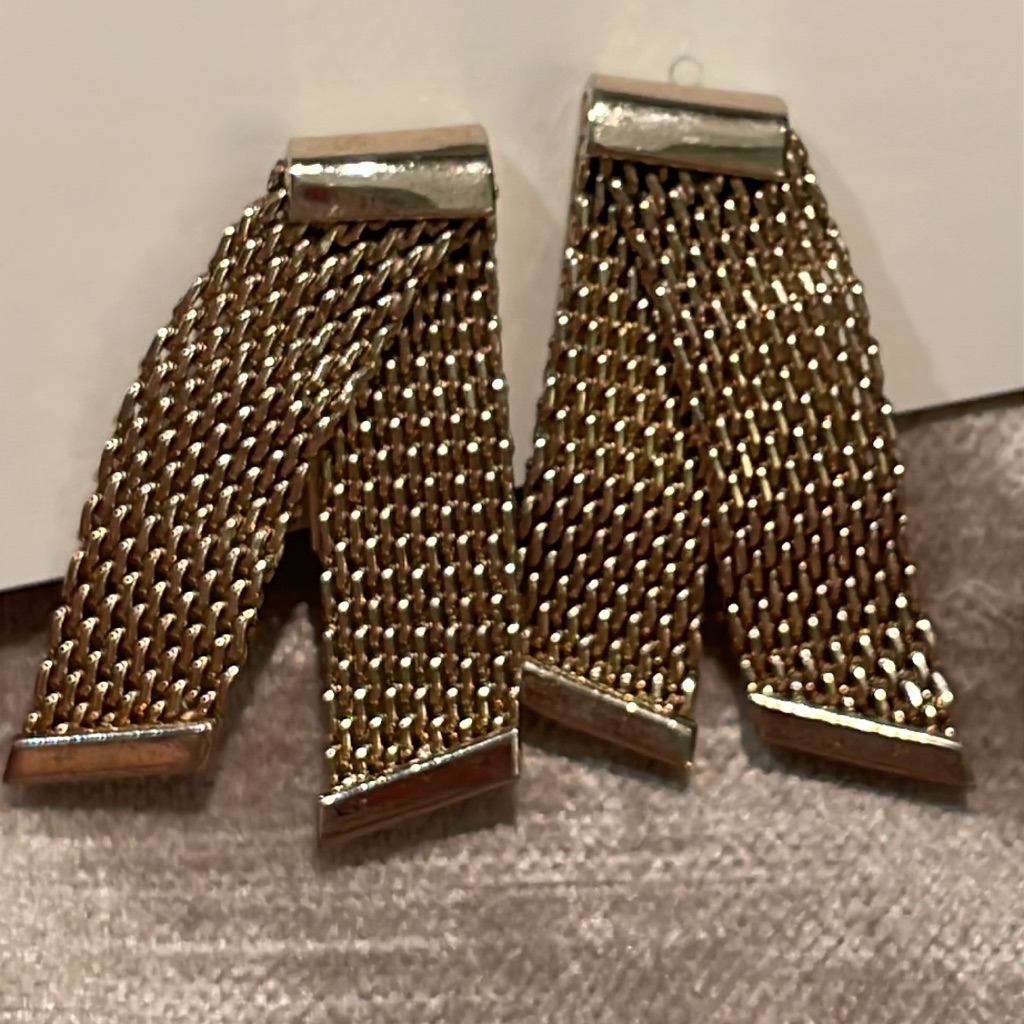 Intricate Gold Mesh Earrings With Chainmail Design By Bergere 40$